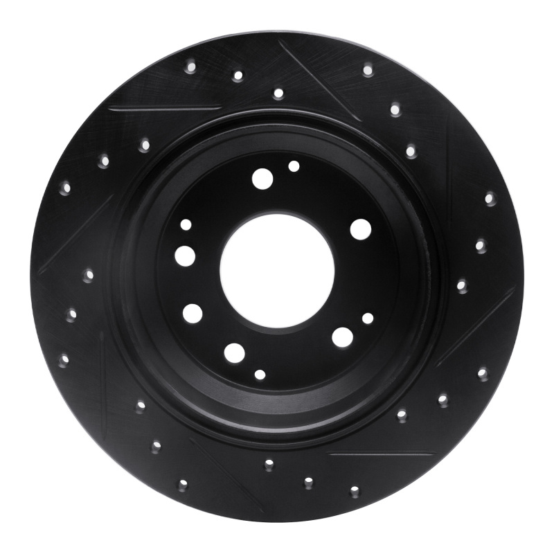 Acura RL Brake Rotor (1) - Rear Left - R1 Concepts - Drilled & Slotted - Black - `99-`01